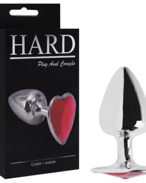 Plug Anal Em Metal Com Pedra Coração Hard