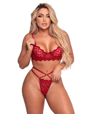 Conjunto Sensual Amante Com SutiÚ Meia Taãa E Fio Dental Tallyta 1.478