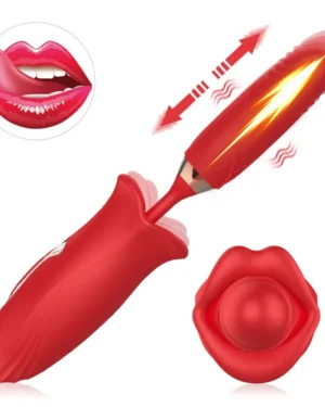 Vibrador Honey Mouth Formato De Boca e Penetrador Vai e Vem 10 Modos De Estimulação