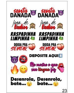 Tatuagem Temporária Com Frases e Desenhos Eróticos