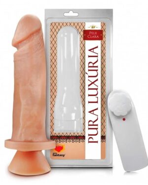 Prótese Pura Luxúria com Vibro e Ventosa 17,5 x 4cm Sexy Fantasy