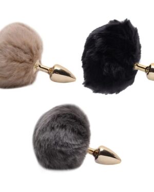 Plug Anal Metal Cor Dourado Com Pompom Hard