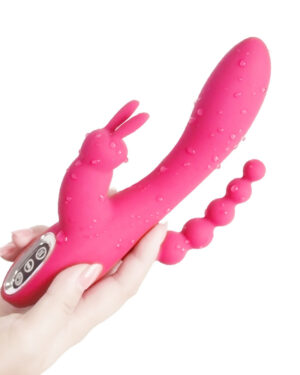 Vibrador Rabbit 3 em 1 Estimulador do Clitóris Ponto G e Plug Anal