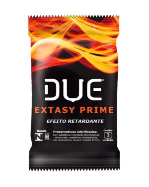 Preservativo Extasy Prime Lubrificados com Efeito Retardante com 3 Unidades Due