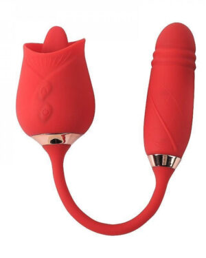 VIBRADOR PONTO G E CLITÓRIS VAI E VEM ROSA 2 FLOWERY PLUS