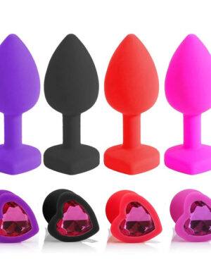 Plug Anal Coração Aveludado Com Pedra Pequeno 7 X 2,8Cm