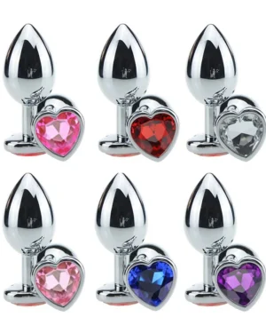 Plug Anal Cromado Coração Colors Pequeno