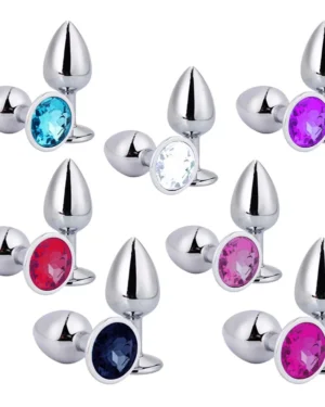 Plug Anal Cromado Com Pedra Colors Médio