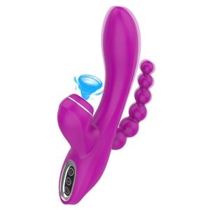 Vibrador Abel Tripla Estimulação Plug Anal, Ponto G e Sugador de Clitóris