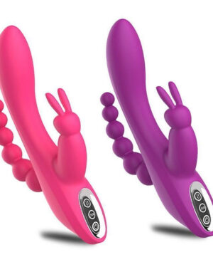 Vibrador Rabbit 3 em 1 Estimulador do Clitóris Ponto G e Plug Anal