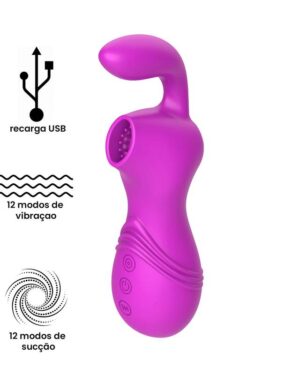 Estimulador Rabbit com Sucção - Recarga via USB - 12 modos de vibração YSMN101
