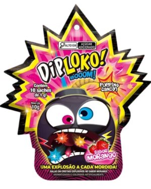 Diploko Booom Bala Explosiva De Morango Com 10 Saches Danilla