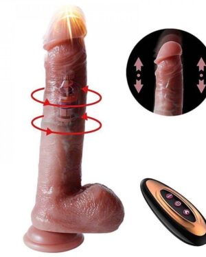 Pênis Realístico Vai e Vem Rotativo e Aquecimento 9 Modos 23X4cm