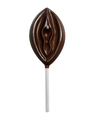 Pirulito de Chocolate em Formato de Vagina Texturizada com Glitter