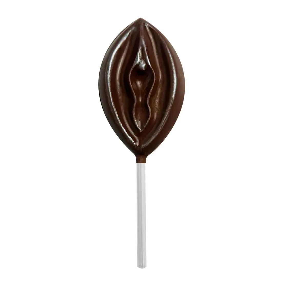 Pirulito de Chocolate em Formato de Vagina Texturizada com Glitter