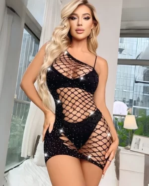 Vestido Arrastão Brigite Fashion Com Strass BBH-0465