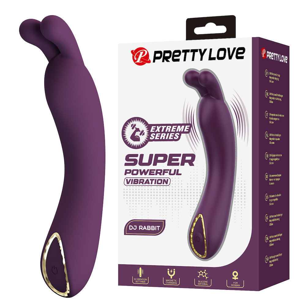 Vibrador Ponto G em formato de coelho com 10 modos de vibração - DJ RABBIT - SUPER POWERFUL VIBRATION - EXTREME SERIES - PRETTY LOVE PG208