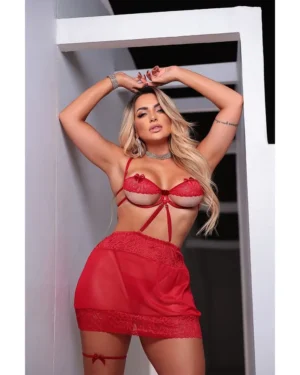 Camisola Presentinho Rendada com Persex Tallyta Moda Apimentada 3.75