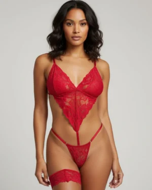 Body Sexy Em Renda Com Perneira Mil Toques