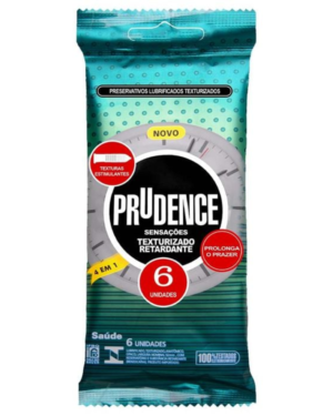 Preservativo 2 em 1 Texturizado Retardante 6 Unidades Prudence